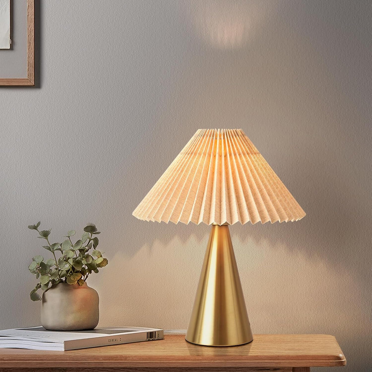 Pleated Gold Small Table Lamp