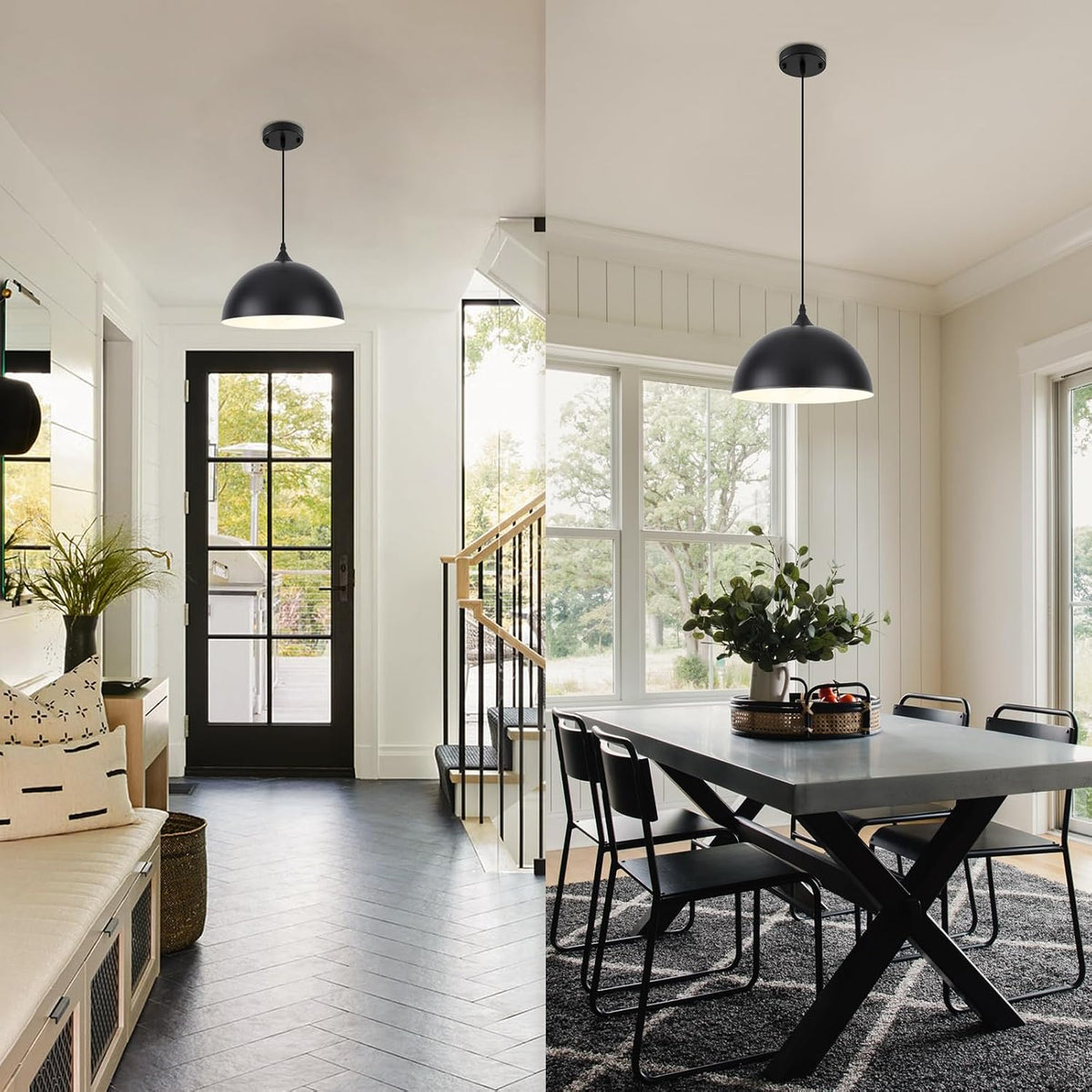 Black Dome Kitchen Pendant Lights Set