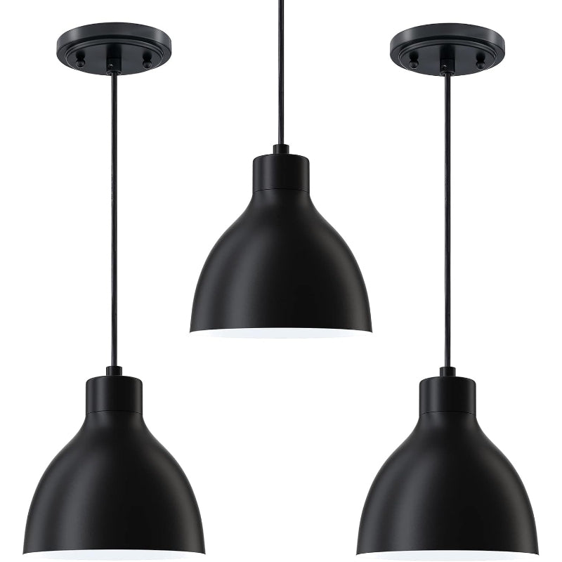 Black Dome Farmhouse Pendant Lights 3 Pack